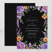 Purple Bold Moody Wedding Kaart (Voorkant / Achterkant)