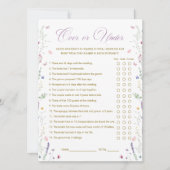Purple Book Bridal Shower Over or Under Game Card Kaart (Voorkant)