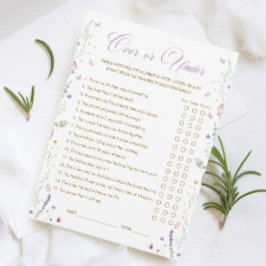 Purple Book Bridal Shower Over or Under Game Card Kaart