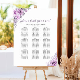 Purple Botanical Floral Wedding Party Poster