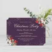 Purple Botanical Snowflake Christmas Holiday Party Kaart (Staand voorkant)