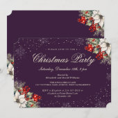 Purple Botanical Snowflake Christmas Holiday Party Kaart (Voorkant / Achterkant)