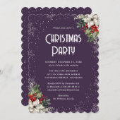 Purple Botanical Snowflake Christmas Party Kaart (Voorkant / Achterkant)