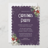Purple Botanical Snowflake Christmas Party Kaart (Voorkant)
