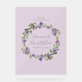 Purple Botanical Wreath Wedding Welcome Sign Acryl Bord (Voorkant)