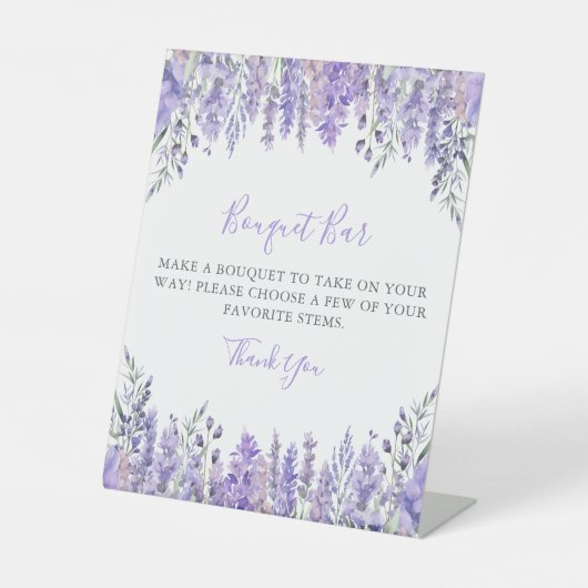 Purple Bouquet Flower Bar Reclamebord Met Voetstuk (Voorkant)