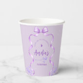 Purple Bow Birthday Any Age Papieren Bekers (Achterkant)