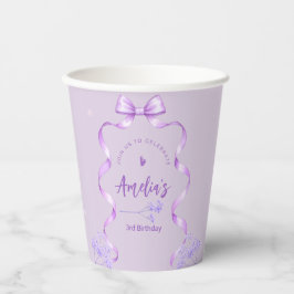 Purple Bow Birthday Any Age Papieren Bekers