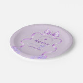 Purple Bow Birthday Any Age Papieren Bordje (Gekanteld)
