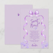 Purple Bow Birthday Bedankkaart (Voorkant / Achterkant)