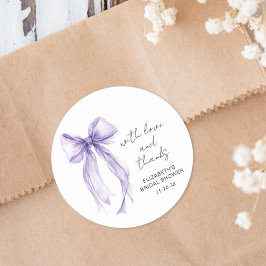 Purple Bow Bridal Shower Thank You Ronde Sticker