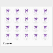Purple Bow Coquette Script Sweet 16 Party  Ronde Sticker (Vel)