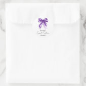 Purple Bow Coquette Script Sweet 16 Party  Ronde Sticker (Tas)