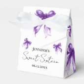 Purple Bow Coquette Script Sweet 16 Thank You Bedankdoosjes (Voorkant Zijde)