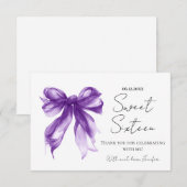Purple Bow Coquette Script Sweet 16 Thank You  Bedankkaart (Voorkant / Achterkant)