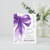 Purple Bow Coquette Sweet 16 Save the Date  Briefkaart (Staand voorkant)