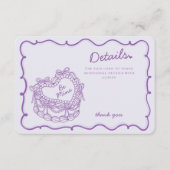 Purple Bow Retro Heart Coquette Cake Details Invoe Informatiekaartje (Voorkant)