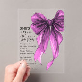 Purple Bow She's Tying The Knot Bridal Shower Acryl Uitnodigingen (Insitu (Draagbaar))