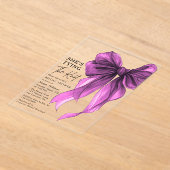 Purple Bow She's Tying The Knot Bridal Shower Acryl Uitnodigingen (Laagn)