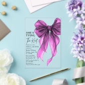 Purple Bow She's Tying The Knot Bridal Shower Acryl Uitnodigingen (Insitu (Huwelijk))