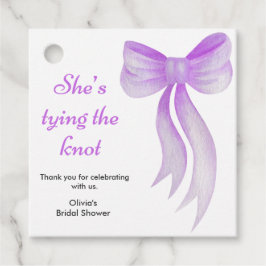 Purple Bow She's Tying the Knot Bridal Shower Bedankjes Labels