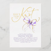 Purple Bow She's Tying The Knot Bridal Shower Folie Uitnodiging (Voorkant)