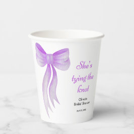 Purple Bow She's Tying the Knot Bridal Shower Papieren Bekers