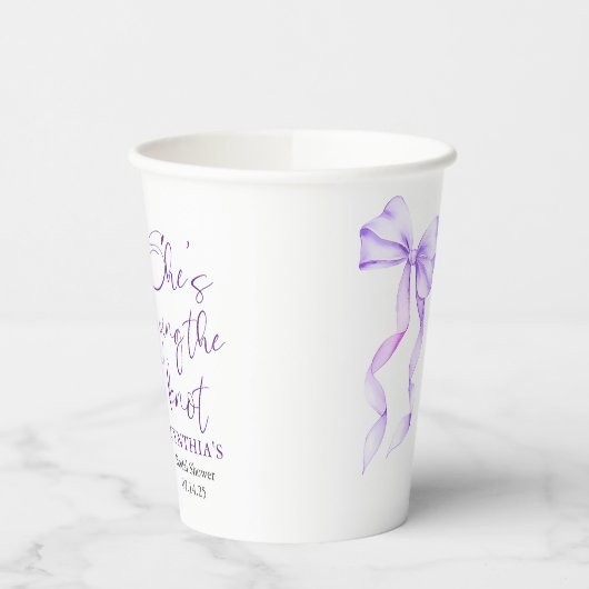 Purple Bow She's Tying the Knot Bridal Shower Papieren Bekers (Links)