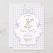 Purple Bow Two Silly Goose 2nd Birthday Kaart (Voorkant)
