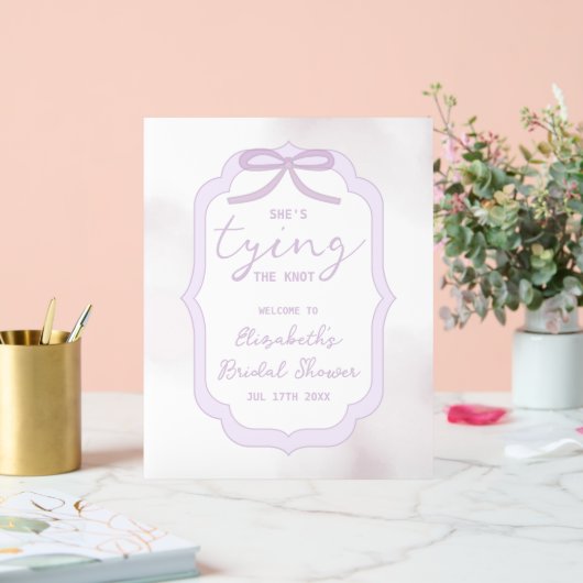 Purple Bow Watercolor Bridal Shower Acryl Bord (Huwelijk)