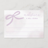 Purple Bow Watercolor Bridal Shower Advice Informatiekaartje (Voorkant)