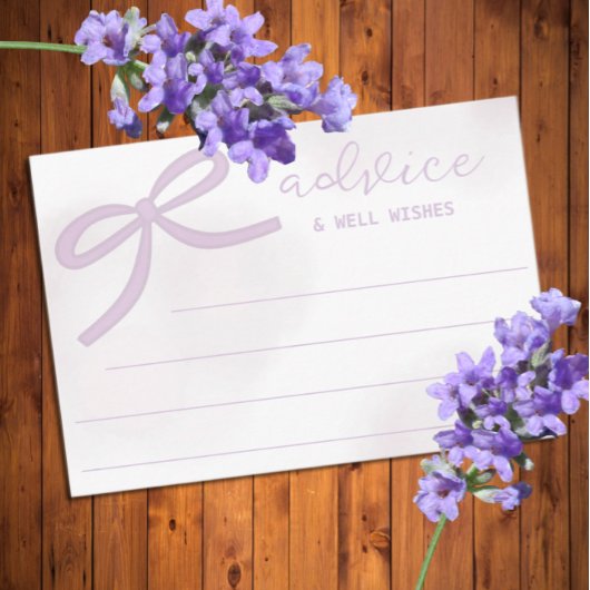 Purple Bow Watercolor Bridal Shower Advice Informatiekaartje