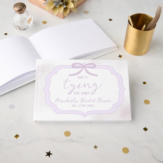 Purple Bow Watercolor Bridal Shower Gastenboek (Voorkant open)