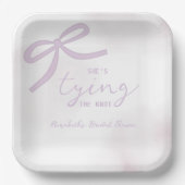 Purple Bow Watercolor Bridal Shower Papieren Bordje (Voorkant)