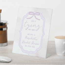 Purple Bow Watercolor Bridal Shower Reclamebord Met Voetstuk