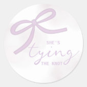 Purple Bow Watercolor Bridal Shower Ronde Sticker (Voorkant)