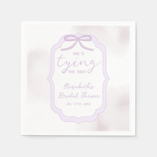 Purple Bow Watercolor Bridal Shower Servet (Voorkant)