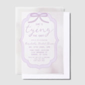 Purple Bow Watercolor Bridal Shower Vellum Uitnodigingen (Offset)