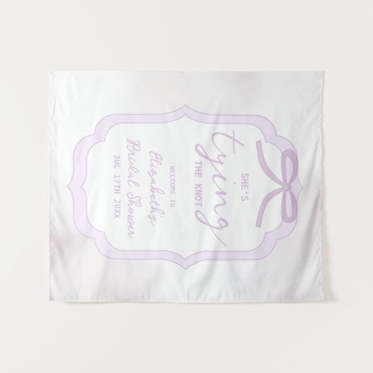 Purple Bow Watercolor Bridal Shower Wandkleed (Voorkant (horizontaal))