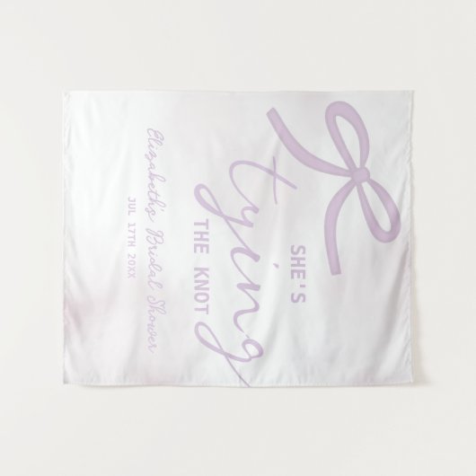 Purple Bow Watercolor Bridal Shower Wandkleed (Voorkant (horizontaal))