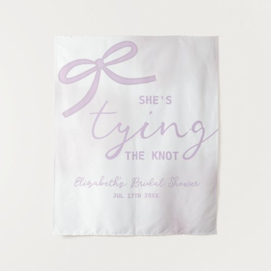 Purple Bow Watercolor Bridal Shower Wandkleed (Voorkant)