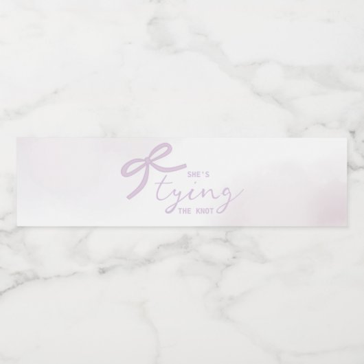 Purple Bow Watercolor Bridal Shower Waterfles Etiket (Enkel label)