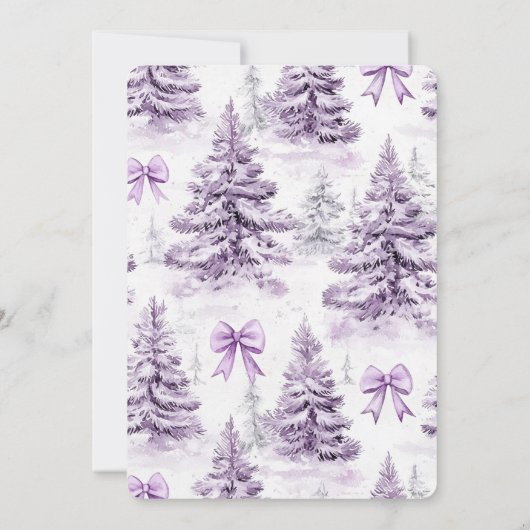 Purple Bows Christmas Trees Wedding Kaart (Achterkant)