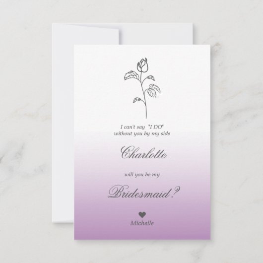 Purple Bridesmaid Proposal with Selfie Brushstroke (Achterkant)