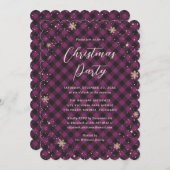Purple Buffalo Plaid Christmas Party Kaart (Voorkant / Achterkant)