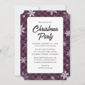 Purple Buffalo Plaid Snowflake Christmas Party Kaart (Voorkant)