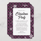 Purple Buffalo Plaid Snowflake Christmas Party Kaart (Voorkant / Achterkant)