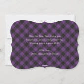 Purple Buffalo Plaid String Lights New Year Card Feestdagenkaart (Achterkant)