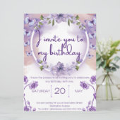 Purple butterflies birthday invitation (Staand voorkant)