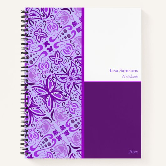 Purple Butterflies Custom Notebook  Notitieboek (Voorkant)